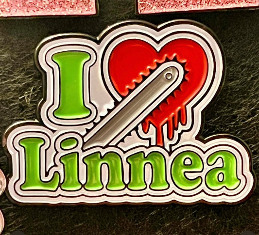 Linnea Quigley's Horror Workout enamel pin