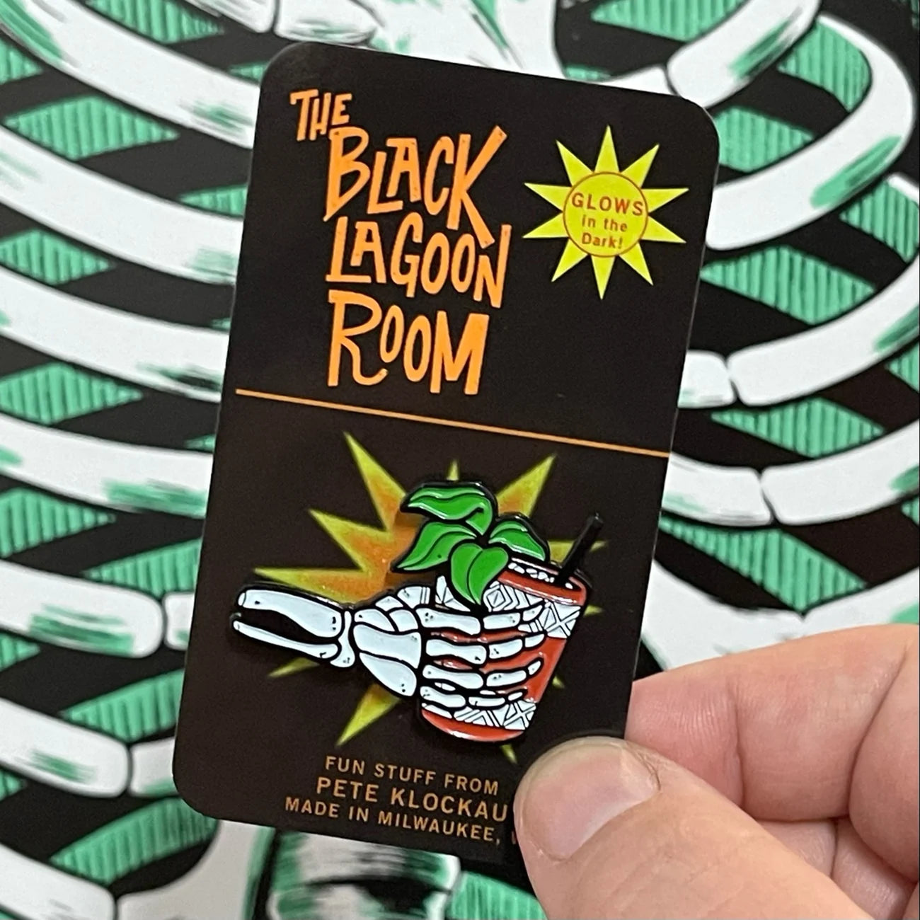 Mai Tai'd Til He Died Skeleton enamel pin