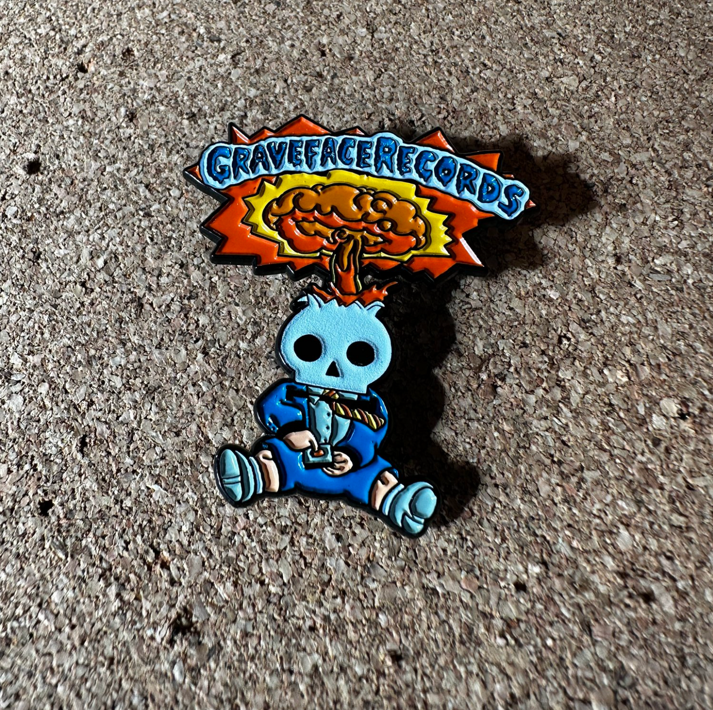 Graveface Records Adam Bomb enamel pin
