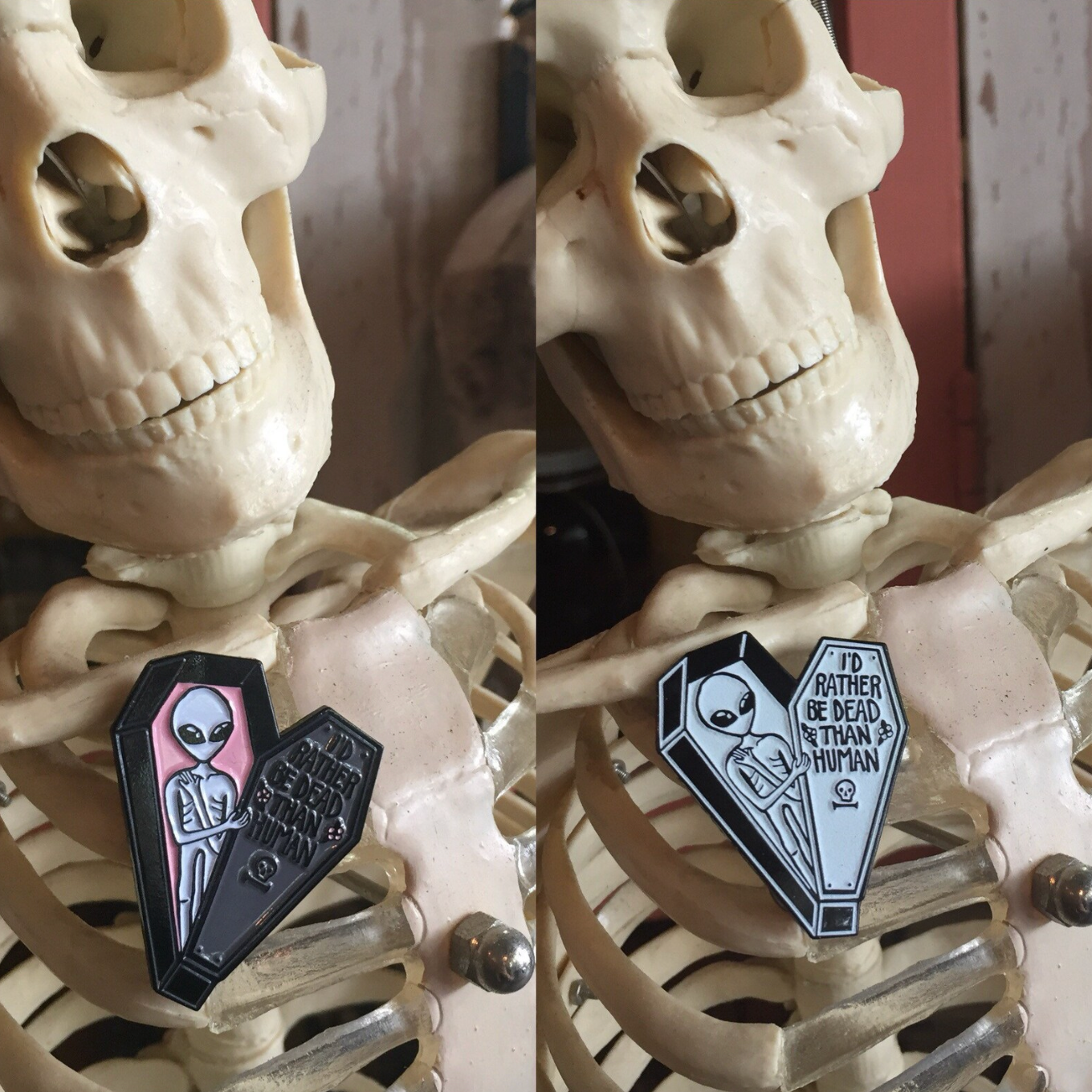 I'd Rather Be Dead Than Human enamel pin