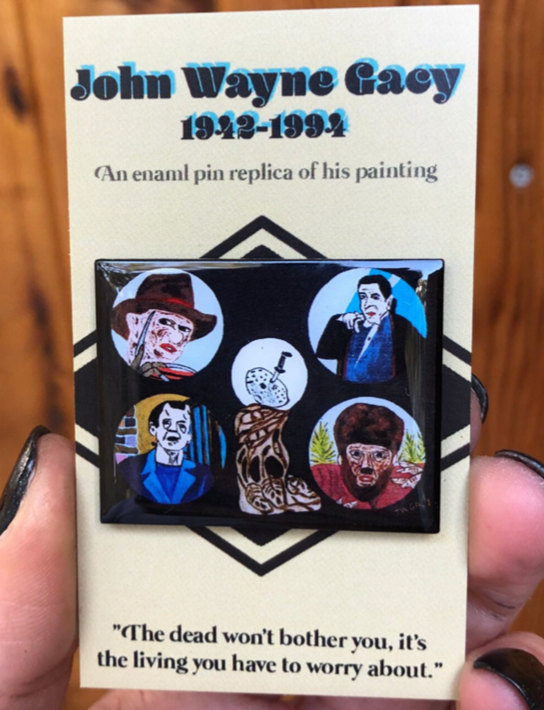 JW Gacy Monsters painting enamel pin