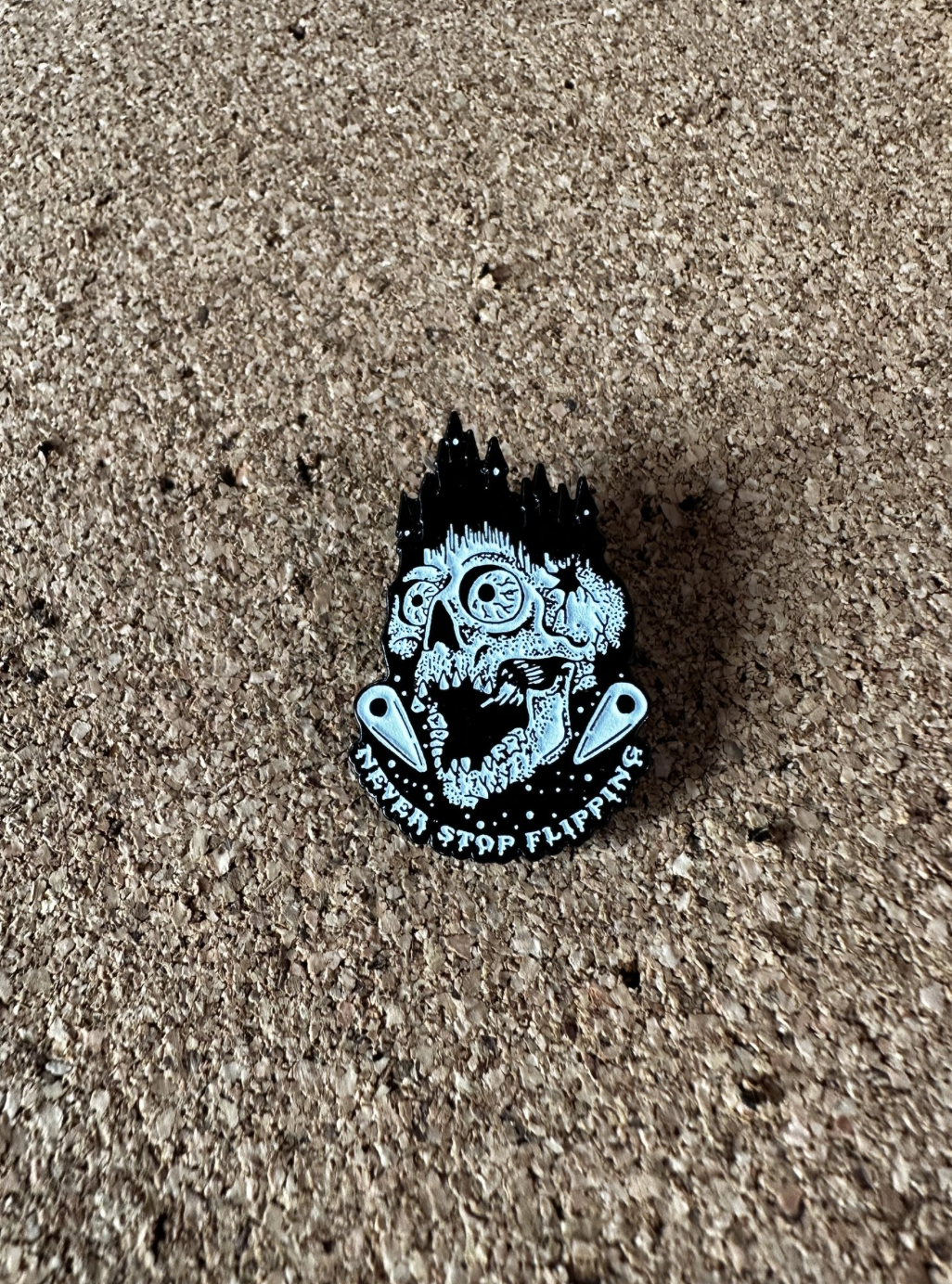 Never Stop Flippin' enamel pin